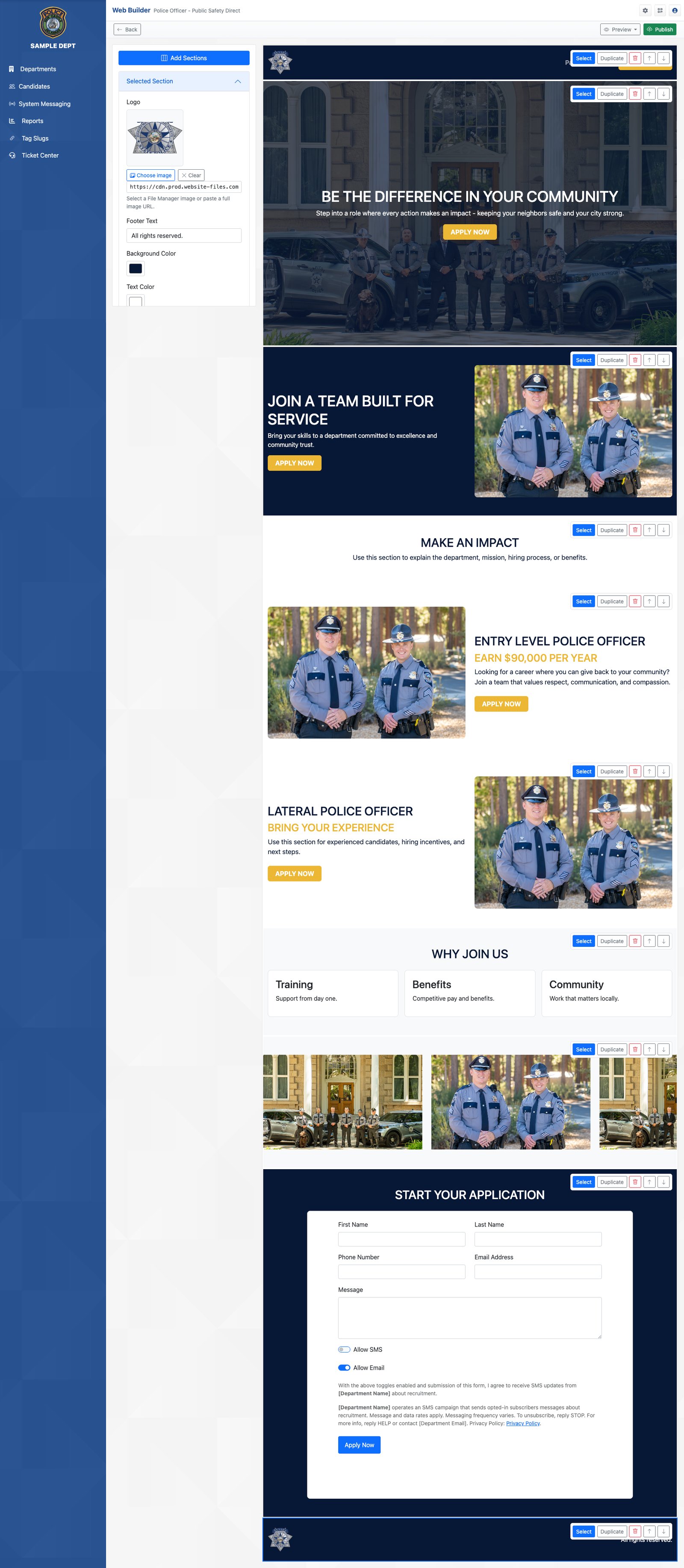 Law Enforcement Recruiter Web Builder
